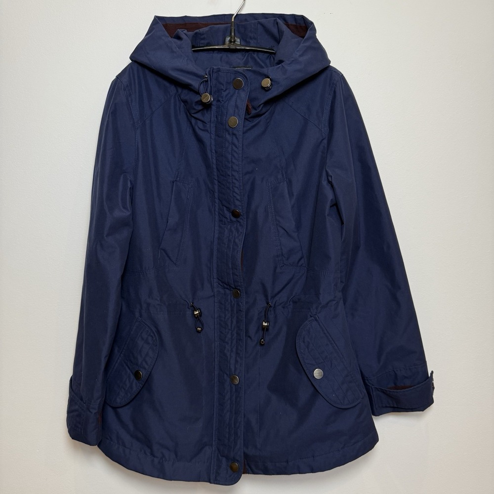 Giacca Navy Blue Hooded Anorak Jacket Quilted Lining Women's Size Small - Picture 4 of 7